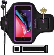 runbach iphone 8 plus/iphone 7 plus armband, sweatproof running exercise gym bag with fingerprint touch/key holder and card slot - purple, for 5.5 inch iphone 6/6s/7/8 plus logo