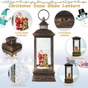 img 2 attached to 🎅 Yirilan Christmas Snow Globe Lantern Musical 12"- Santa Glitter Lantern with Timer, Battery & USB Powered - Light Up Christmas Decorations - Gifts Choice for Friends, Kids, Women