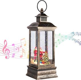 img 4 attached to 🎅 Yirilan Christmas Snow Globe Lantern Musical 12"- Santa Glitter Lantern with Timer, Battery & USB Powered - Light Up Christmas Decorations - Gifts Choice for Friends, Kids, Women