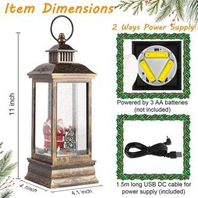 img 3 attached to 🎅 Yirilan Christmas Snow Globe Lantern Musical 12"- Santa Glitter Lantern with Timer, Battery & USB Powered - Light Up Christmas Decorations - Gifts Choice for Friends, Kids, Women