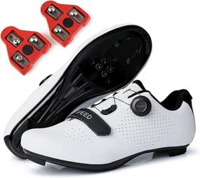 img 4 attached to 🚴 Mens Womens Road Bike Cycling Shoes: Lightweight Indoor Shoe with Cleats - Compatible with SPD & Look ARC Delta