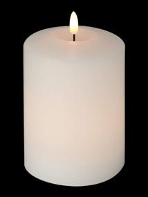 img 4 attached to GenSwin 4x6.5 Flameless Flickering LED Candles Battery Operated with Timer - Warm 🕯️ Light Real Wax Pillar Votive 3D Wick Candles, Ideal for Party, Wedding, Home Decor (White)