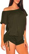 👗 selowin shoulder ruched dolman rompers: chic and comfortable women's clothing logo