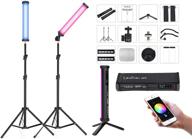 💡 litufoto r6 handheld rgb led tube lights: 2 pack kit with mini tripod, waterproof bag, and more logo