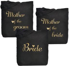 img 1 attached to 🤵 ElegantPark Bride and Mother of the Bride/Groom Tote Bags Set - Wedding Favors and Bridal Shower Bag, Black with Gold Glitter - 100% Cotton - Pack of 3