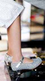 img 2 attached to 👠 THEE BRON Toddler Flower Girl Gold Glitter High Heels - Sparkle in Princess Dress Shoes