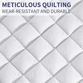 img 1 attached to 🛏️ Breathable Cooling King Mattress Pad Cover, Topper & Pillow Top Combo, Quilted Fitted Design - White, Deep Pocket (8-21 Inch Fitted)