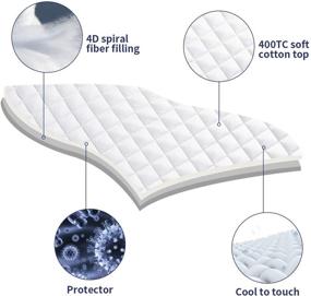 img 3 attached to 🛏️ Breathable Cooling King Mattress Pad Cover, Topper & Pillow Top Combo, Quilted Fitted Design - White, Deep Pocket (8-21 Inch Fitted)