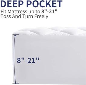img 2 attached to 🛏️ Breathable Cooling King Mattress Pad Cover, Topper & Pillow Top Combo, Quilted Fitted Design - White, Deep Pocket (8-21 Inch Fitted)