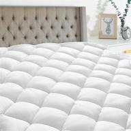 🛏️ breathable cooling king mattress pad cover, topper & pillow top combo, quilted fitted design - white, deep pocket (8-21 inch fitted) logo