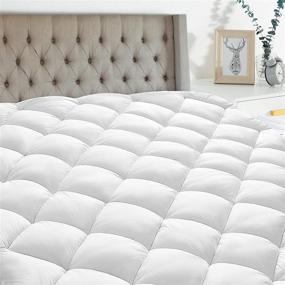 img 4 attached to 🛏️ Breathable Cooling King Mattress Pad Cover, Topper & Pillow Top Combo, Quilted Fitted Design - White, Deep Pocket (8-21 Inch Fitted)