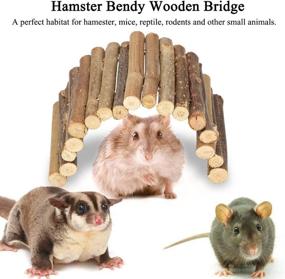 img 2 attached to 🐹 Yosoo Wooden Hamster Bridge - Natural Suspension Ladder for Dwarf Syrian Hamster Toy - Long Climbing Ladder - Chew Toy for Hamsters, Reptiles, Mice, and Rodents