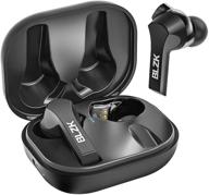 🎧 blzk k1 wireless earbuds with upgraded comfort, immersive bass sound, true wireless bluetooth 5.0, noise cancelling earbuds with microphone for sports (black) logo