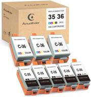 🖨️ actualcolor c pgi-35 cli-36 compatible ink cartridge replacement for canon pixma tr150, ip110, ip100, mini260, mini320 printer (5 black, 3 tri-color, 8-pack) logo