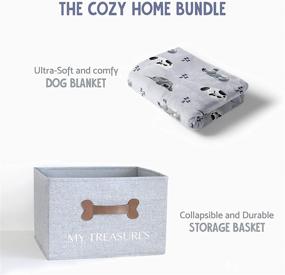 img 3 attached to 🎁 Gift Set for Dog Lovers: Collapsible Storage Basket with Ultra Soft Blanket and Premium Plush Throw - Ideal Dog Toy Bin