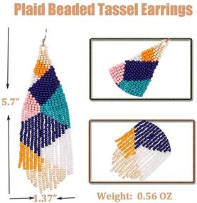 img 3 attached to Long Beaded Tassel Earrings Pendientes