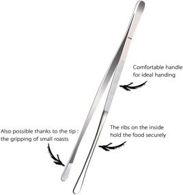 img 3 attached to 🔪 Rivoean 2 Pcs 12-Inch Fine Tweezer Tongs: Premium Stainless Steel Tongs for Precision Gripping and Serving