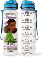 💧 64hydro 32oz 1liter motivational water bottle with time marker, black women's empowering personality htw0907007 logo