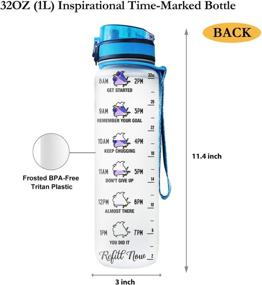 img 1 attached to 💧 64HYDRO 32oz 1Liter Motivational Water Bottle with Time Marker, Black Women's Empowering Personality HTW0907007