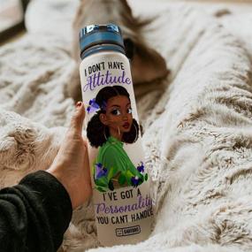 img 2 attached to 💧 64HYDRO 32oz 1Liter Motivational Water Bottle with Time Marker, Black Women's Empowering Personality HTW0907007