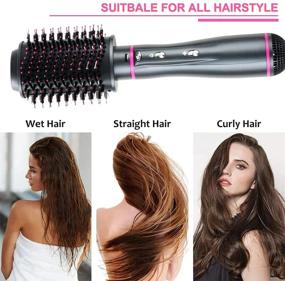 img 1 attached to 💇 4 in 1 Hot Air Brush Set: Interchangeable Brush Head, Hair Dryer Brush, Ionic Hair Curler & Straightener Brush - Ideal for All Hair Types
