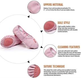 img 3 attached to Nexete Split-Sole Leather Ballet Dance Shoes for Toddler Girls and Boys - Slipper Flats for Kids