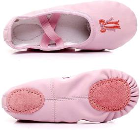 img 1 attached to Nexete Split-Sole Leather Ballet Dance Shoes for Toddler Girls and Boys - Slipper Flats for Kids