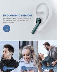 img 1 attached to 🎧 Lasuney IPX7 Waterproof Bluetooth Earbuds: True Wireless Earbuds with 30 Hours Playtime, Mic and Charging Case - Ideal for iPhone, Android, and Sport - Green