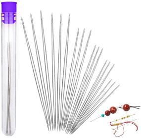 img 4 attached to Versatile Beading Needle Set: 18 Pieces, 6 Sizes, Big Eye & Collapsible Needles for Jewelry Making – Complete with Needle Bottle
