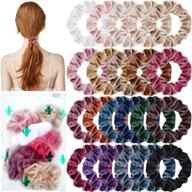 🎀 colorful velvet scrunchies set: 22-piece hair accessory bundle for toddlers, girls & women with storage bag (classic colors) logo