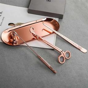 img 1 attached to 🕯️ Baffect 4-in-1 Stainless Steel Candle Accessory Set - Candle Wick Trimmer, Cutter, Dipper, Snuffer, and Storage Tray (Rose Gold)