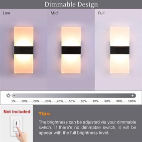 img 2 attached to 🔦 LIGHTESS Modern Wall Sconce Dimmable Wall Lighting 12W Black – Set of 2 Hardwired Wall Mounted Fixtures for a Cozy Bedroom or Living Room Ambiance