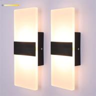 🔦 lightess modern wall sconce dimmable wall lighting 12w black – set of 2 hardwired wall mounted fixtures for a cozy bedroom or living room ambiance логотип