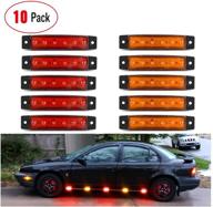 nilight - tl-13 10 pcs amber red 3.8” 6 led side marker lights for trucks, trailers, and rvs - amber indicator lights, rear side markers, led marker clearance lights - reliable, durable, 2 years warranty logo