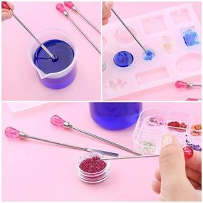 img 2 attached to 11-Piece Silicone Resin Mold Tools Set: Stirring Needle, Spoon, Tweezers Precision Kit – Perfect for Resin Art Crafts, Jewelry Making, Epoxy Casting Molds (Rose Red)