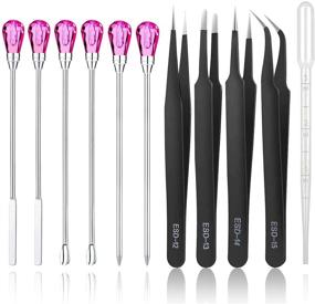 img 4 attached to 11-Piece Silicone Resin Mold Tools Set: Stirring Needle, Spoon, Tweezers Precision Kit – Perfect for Resin Art Crafts, Jewelry Making, Epoxy Casting Molds (Rose Red)