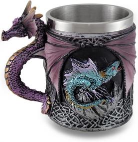 img 4 attached to Decorative Celtic Knotwork Tankard with Purple Gothic Dragon - Perfect as Mug or Pencil Holder