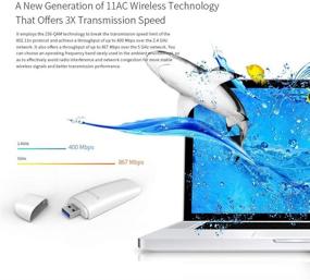 img 1 attached to High Gain Antenna Tenda U12 AC1300 Dual-Band Wireless Wi-Fi 📶 USB 3.0 Adapter for PC and Mac with White Color Compatibility