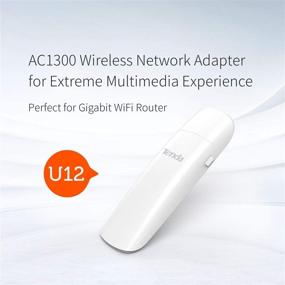 img 3 attached to Высокопроизводительная антенна Tenda U12 AC1300 Dual-Band беспроводного Wi-Fi 📶 USB 3.0 адаптер для ПК и Mac с совместимостью белого цвета.