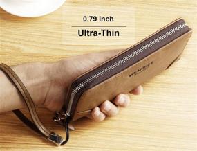 img 1 attached to Large Wallet Clutch Long Leather Cellphone Purse Business Hand Cluth Bag Cell Phone Holster Creit Card Holder Card Lots Case Travel Wallet Gift For Men Women Father Husband Boyfriend (Single-Brown)