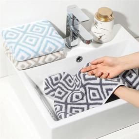 img 3 attached to 🛀 E ENASUE Bathroom Hand Towels with Diamond Pattern - Set of 2 Soft & Highly Absorbent Cotton Hand Towels for Bath Home Decor (Dark Blue)