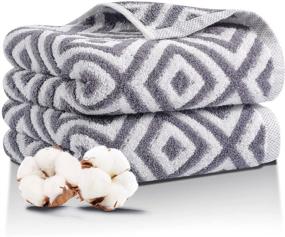 img 4 attached to 🛀 E ENASUE Bathroom Hand Towels with Diamond Pattern - Set of 2 Soft & Highly Absorbent Cotton Hand Towels for Bath Home Decor (Dark Blue)
