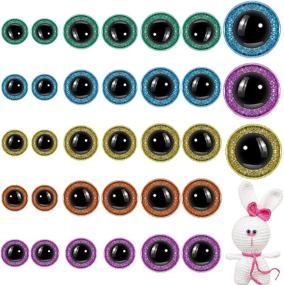 img 4 attached to 👀 150 Glitter Large Safety Eyes for Amigurumi: 12mm, 16mm, 20mm Stuffed Animal Eyes. Plastic Craft Crochet Eyes for DIY Puppet, Bear Crafts, and Toy Doll Making Supplies.