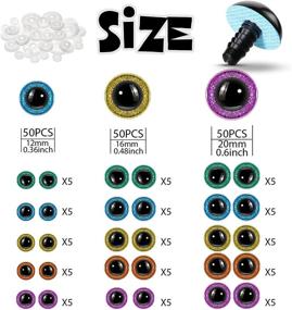 img 3 attached to 👀 150 Glitter Large Safety Eyes for Amigurumi: 12mm, 16mm, 20mm Stuffed Animal Eyes. Plastic Craft Crochet Eyes for DIY Puppet, Bear Crafts, and Toy Doll Making Supplies.