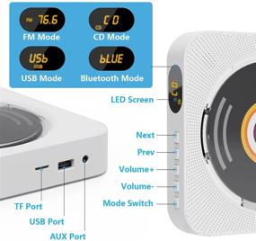 img 2 attached to 🎧 AONCO Портативный CD проигрыватель: 2021 обновленная настенная Bluetooth домашняя аудиосистема с пультом ДУ, FM-радио и светодиодным экраном - динамик высокой верности и разъем для наушников MP3