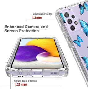 img 2 attached to 🦋 HikerClub Clear Case for Galaxy A32 5G with Screen Protector - Hybrid Impact Shockproof Hard PC Bumper + Soft TPU Pattern Full Body Case for Women & Girls - Blue Butterfly