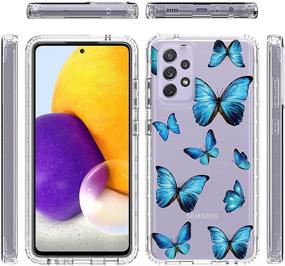 img 3 attached to 🦋 HikerClub Clear Case for Galaxy A32 5G with Screen Protector - Hybrid Impact Shockproof Hard PC Bumper + Soft TPU Pattern Full Body Case for Women & Girls - Blue Butterfly