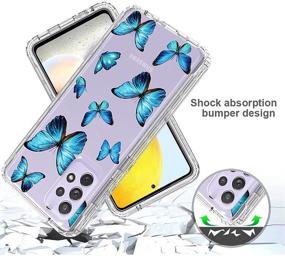 img 1 attached to 🦋 HikerClub Clear Case for Galaxy A32 5G with Screen Protector - Hybrid Impact Shockproof Hard PC Bumper + Soft TPU Pattern Full Body Case for Women & Girls - Blue Butterfly