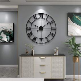 img 2 attached to Stylish Large Modern Metal Wall Clock - Rustic Round Design with Silent Non-Ticking Movement for Living Room/Bedroom/Kitchen Wall Decor - Battery Operated - 60cm Diameter