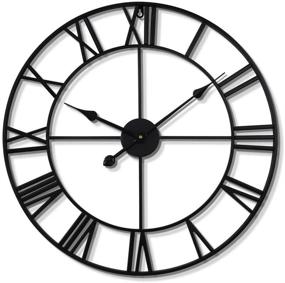 img 3 attached to Stylish Large Modern Metal Wall Clock - Rustic Round Design with Silent Non-Ticking Movement for Living Room/Bedroom/Kitchen Wall Decor - Battery Operated - 60cm Diameter